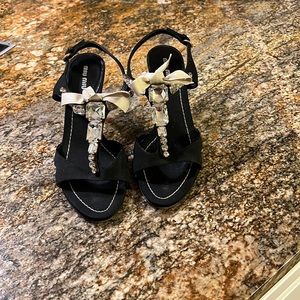 Black luxe satin sandal